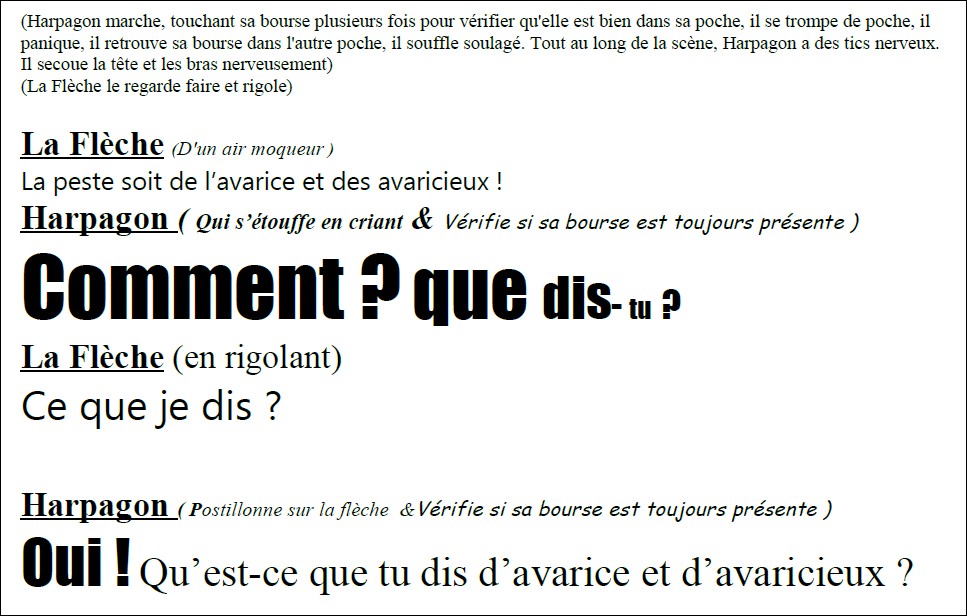 Espace pédagogique  lettres  mettre en scène un extrait de L'Avare