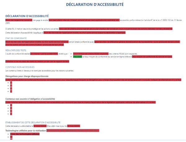 Exemple de déclaration d'accessibilité d'un site web