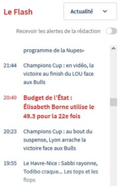 Exemple d'informations relevées sur le site du journal le figaro