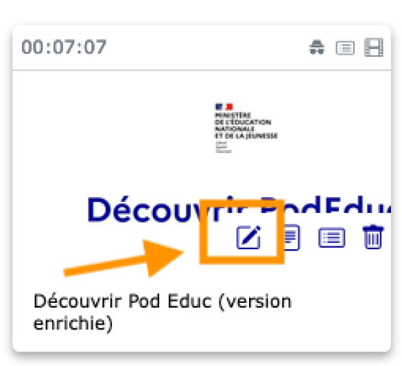 Le menu « éditer » une vidéo