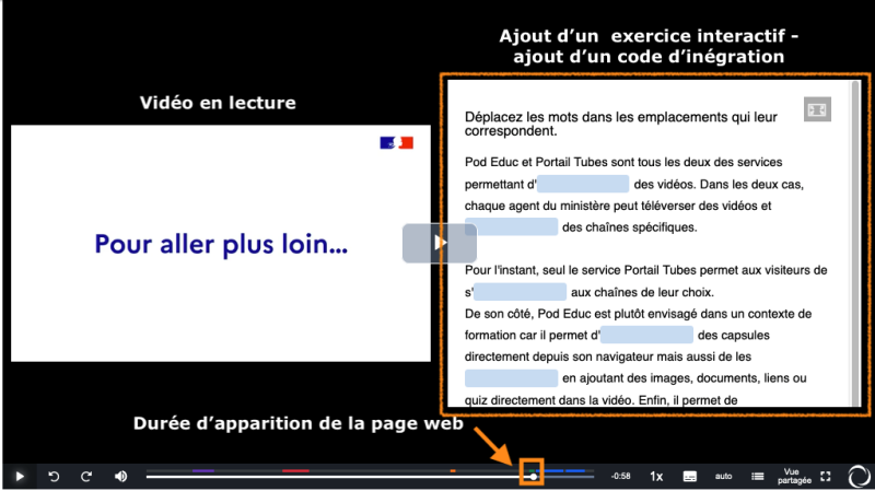 Exemple d'ajout d'un exercice interactif au cours de la lecture d'une vidéo