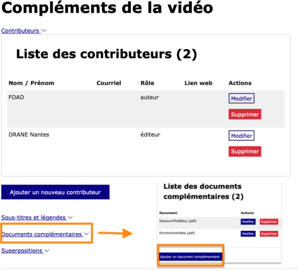 Ajout de documents en complément à télécharger