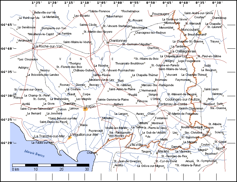 Carte de la Vendée