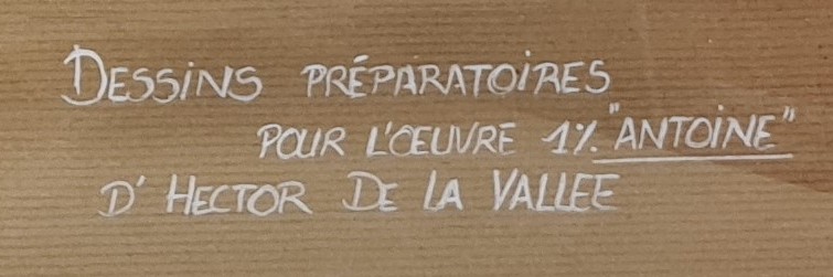Planches de dessins préparatoires de l'oeuvre "Antoine" par Hector de la Vallée
