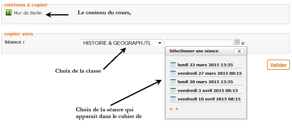 Publication dans le cahier de texte e-lyco