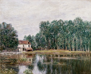 Alfred SISLEY (1839-1899) Les bords du canal à Moret-sur-Loing 1892 Huile sur toile 60,8x74 cm © Ville de Nantes- Musée des Beaux-Arts - Photographie : A.GUILLARD 