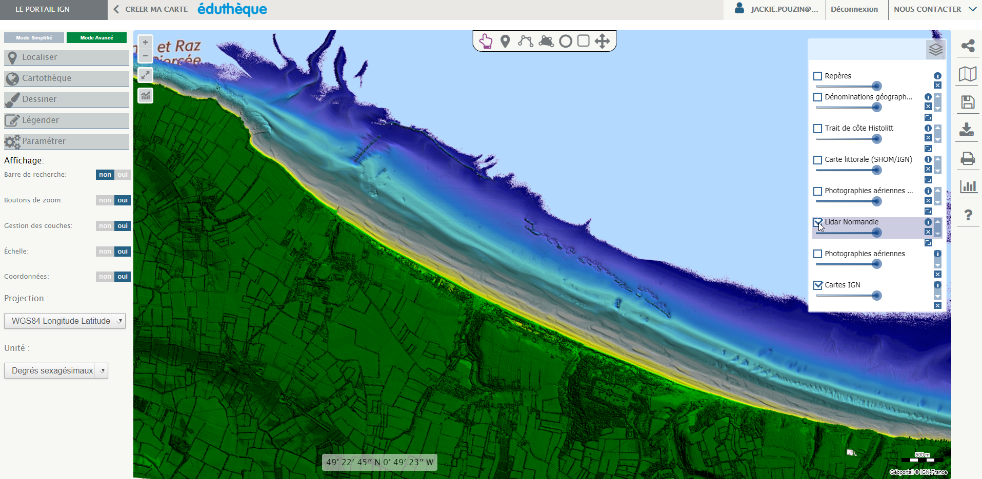 Capture d'écran d'une image Lidar