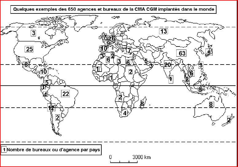 Implantations mondiales CMA-CGM