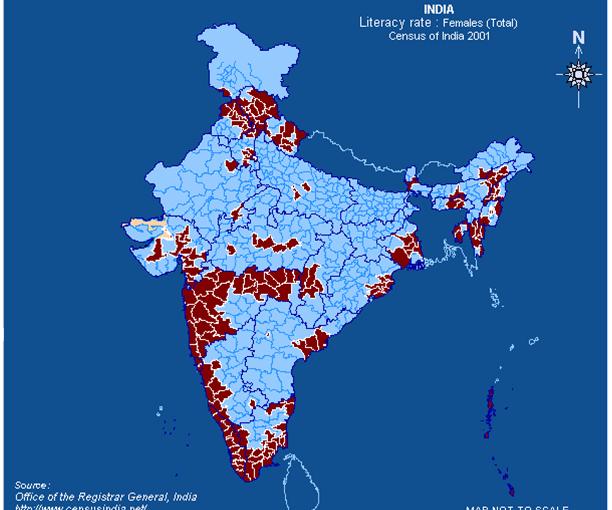 femmes alphabétisées en Inde