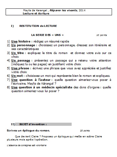 Portail pédagogique : Lettres - Réparer les vivants de Maylis de