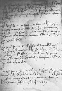 Une page du registre paroissial (1523) de Saint Ouen des Oies (53) 