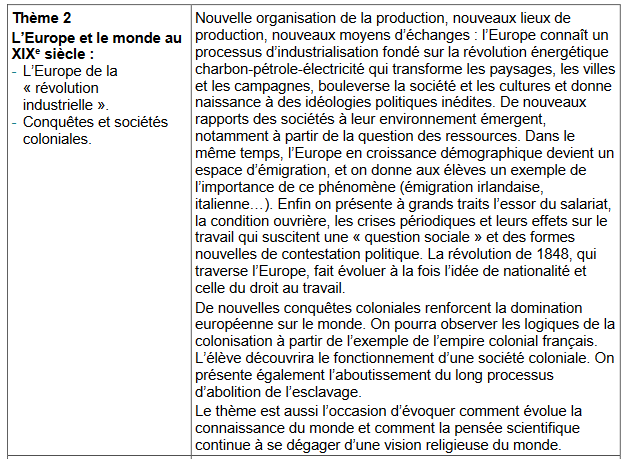 Programme thème 2 histoire 4e