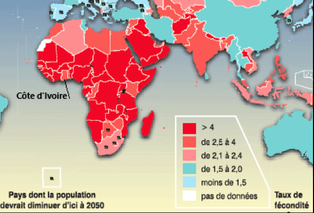 carte fécondité Asie Afrique