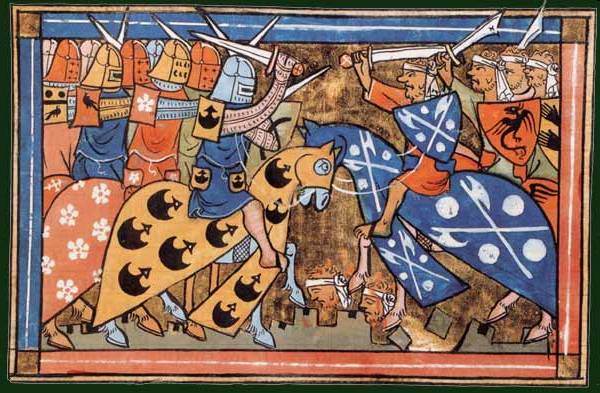 Miniature illustrant les Croisades, Guillaume de Tyr, Histoire d'Outremer