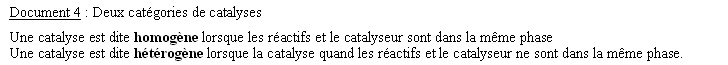 Document 4 : deux catégories de catalyse