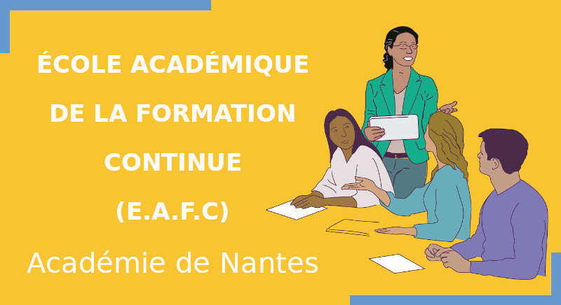 logo de l'école académique de la formation continue montrant uen personne formant d'autres personnes