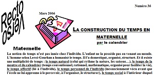 n°36 : la construction du temps en maternelle par le calendrier