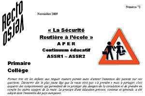 recto-verso n°72 : la sécurité routière à l'école