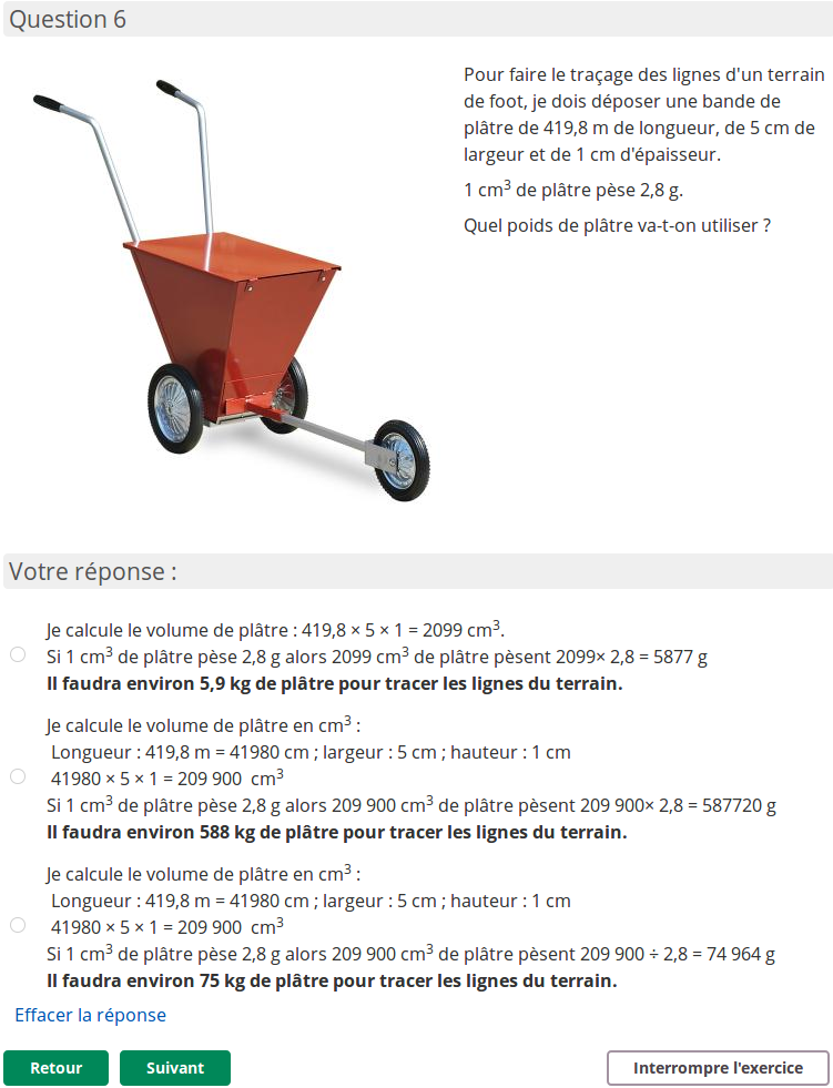 Exemple de travail d'élève
