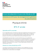 Page 1 de la fiche cursus voie professionnelle en BTS 3e année pour la matière physique chimie