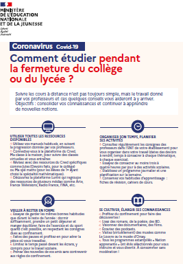 Flyer Etudier pendant la fermeture du lycée