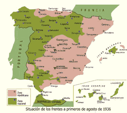 Le front en août 1936