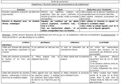 grille d'évaluation