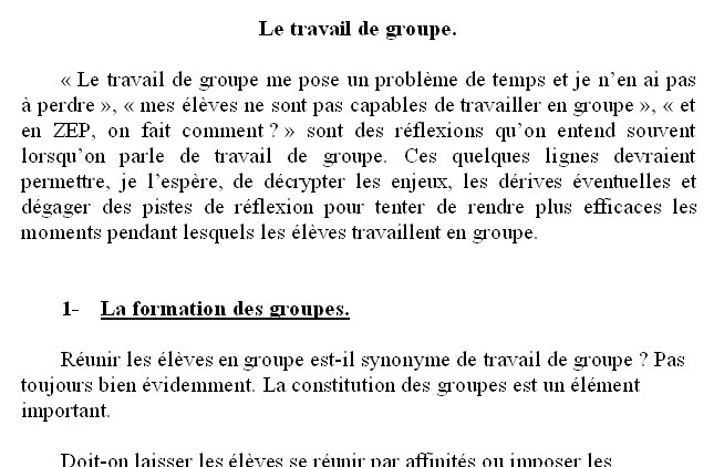 document complet sur le travail en groupes