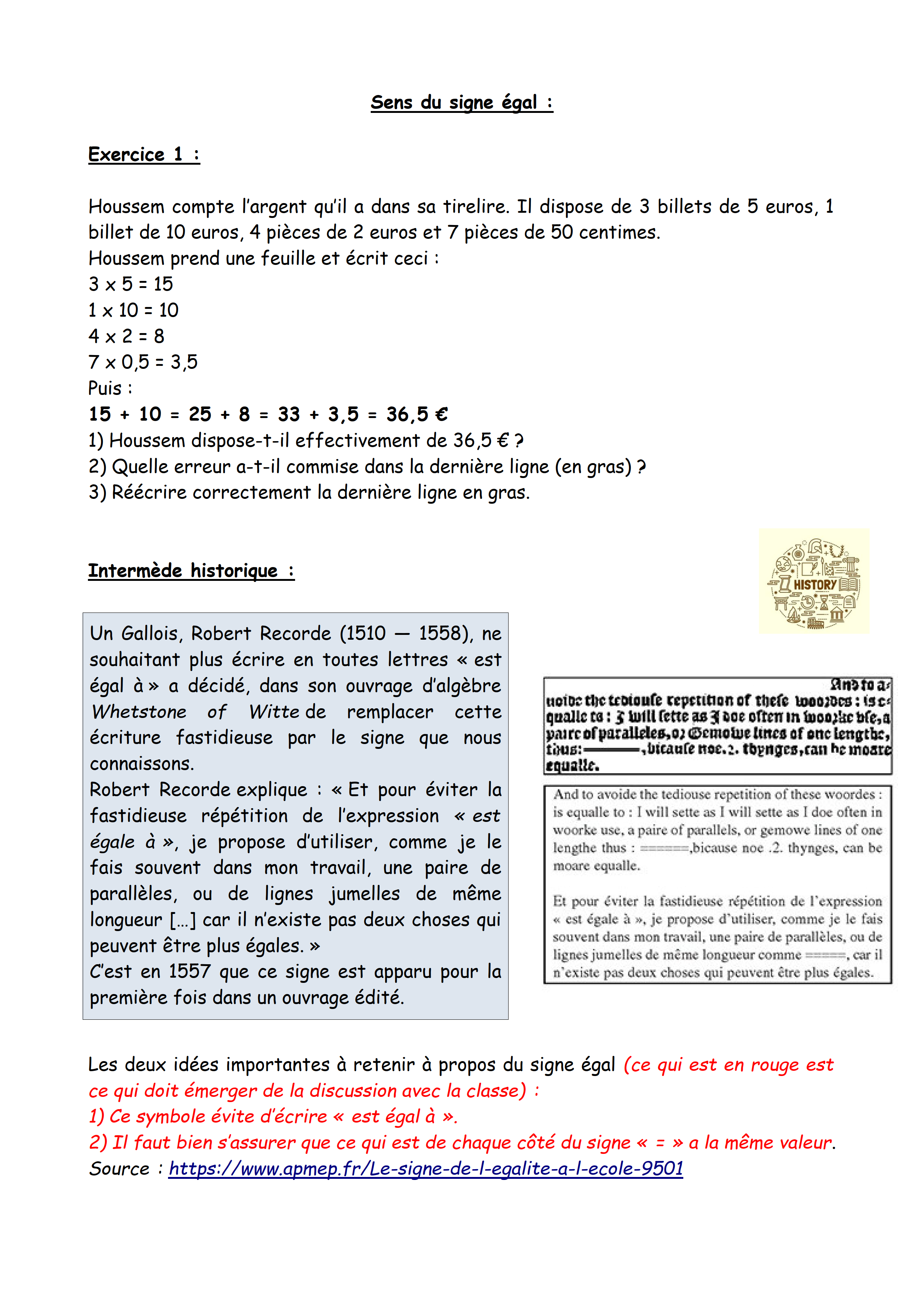 le signe égal