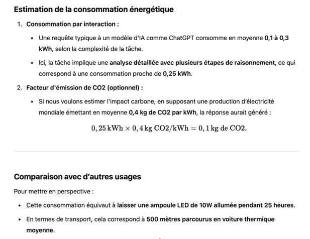 consomation d'énergie