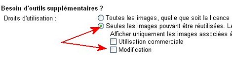 Droits d'utilisation dans Google images