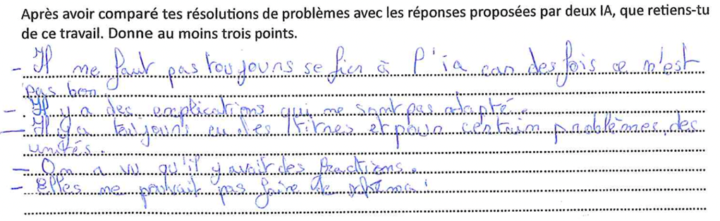 retours d'élèves