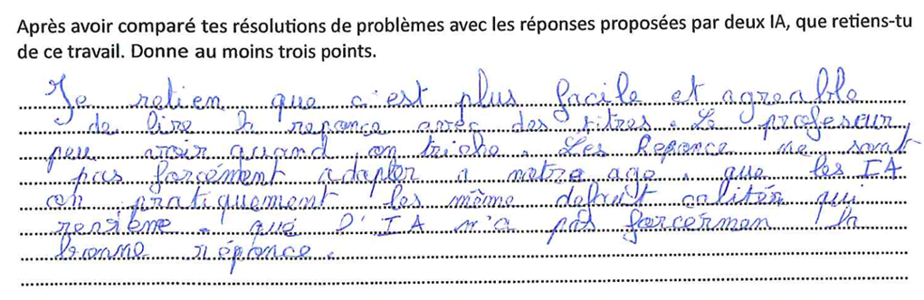 retours d'élèves