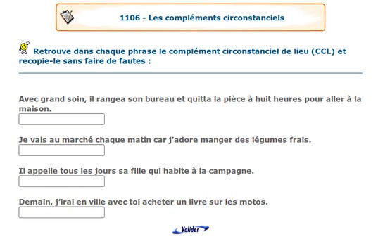 texte avec compléments circonstanciels