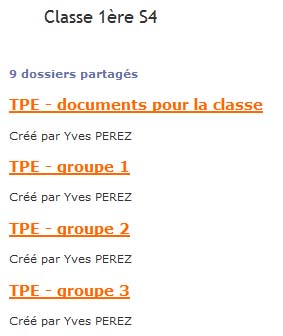 dossiers TPE - vue professeur