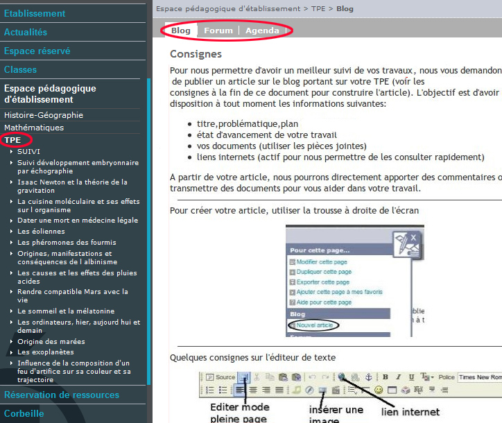 consignes de travail TPE