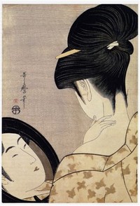 estampe de Kitagawa Utamaro : femme se fardant