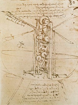 croquis extrait des carnets de Léonard de Vinci conservés à la bibliothèque de l'Institut de France