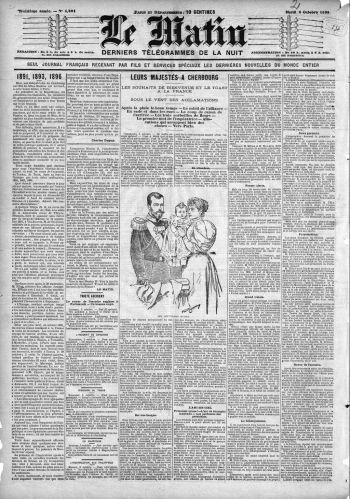 la une du Matin du 6 octobre 1896
