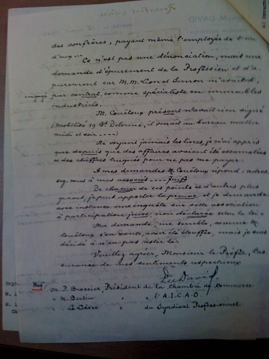 Lettre de Mr DAVID au préfet de Loire Inférieure le 15 avril 1944 suite 1