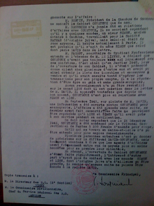 Lettre de Mr DAVID au préfet de Loire Inférieure le 15 avril 1944 suite 5