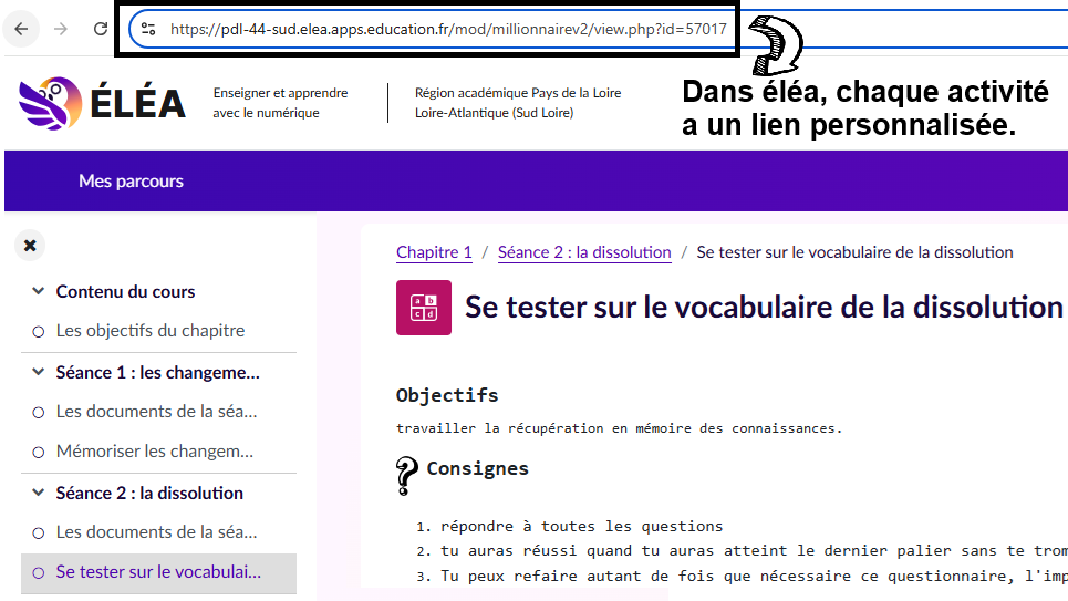 Lien de l'activité millionnaire