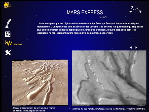 Description des "résultats" obtenus par la sonde Mars express