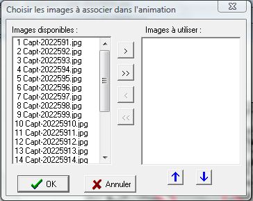 Sélection des images à utiliser pour l'animation