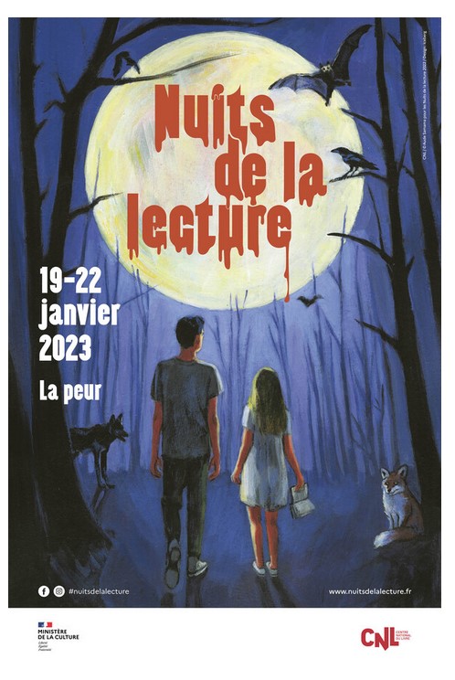 Affiche 2023 de l'évènement "Les nuits de la lecture"