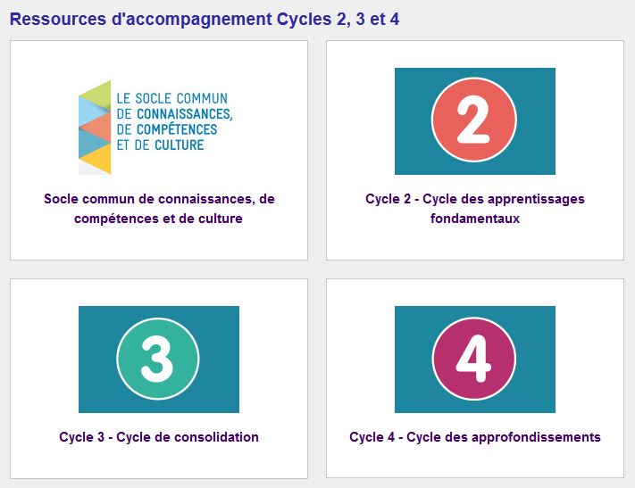 page d'accueil des ressources sur  le site eduscol 