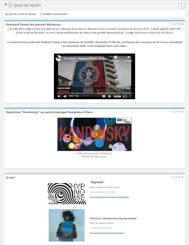 Page Quoi de neuf ?