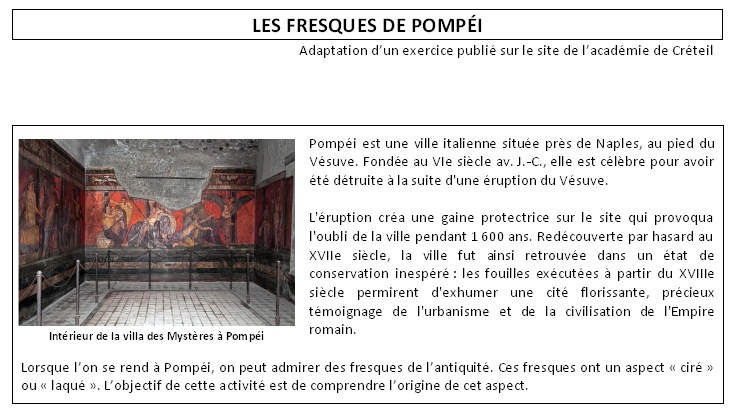 Exercice Fresques de Pompeï