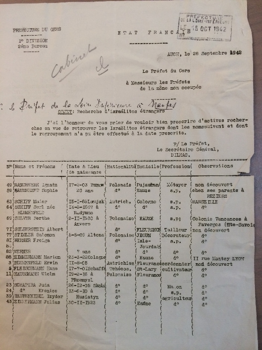 recherche israélites 28 septembre 1942 recherche israélites 28 septembre 1942