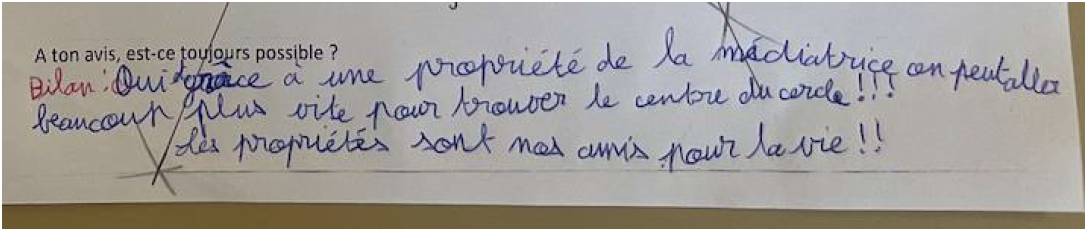 une réponse d'élève